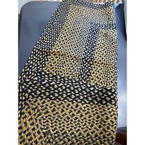 Farmhouse Rectangular Braided Rug Black & Gold EUC Primitive